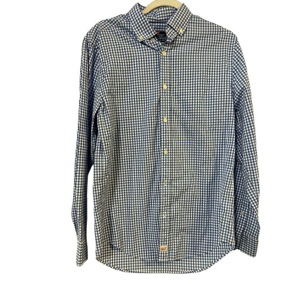 Men’s Vineyard Vines Blue Gingham L/S Button Down Dress Shirt Size S